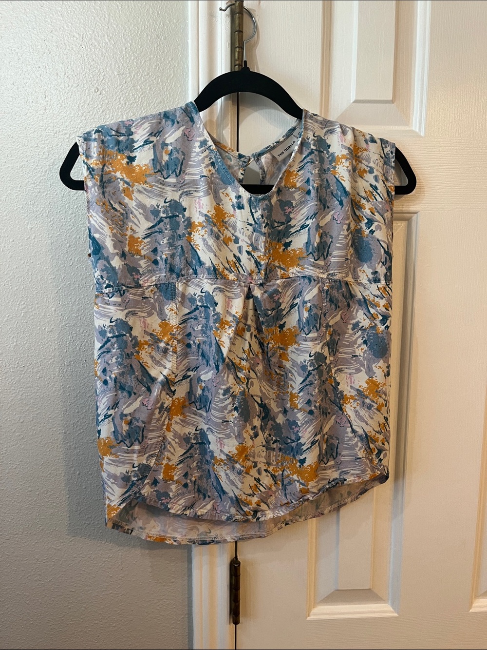 Girls' Sleeveless Abstract-Print Top in Blue, Mustard & White